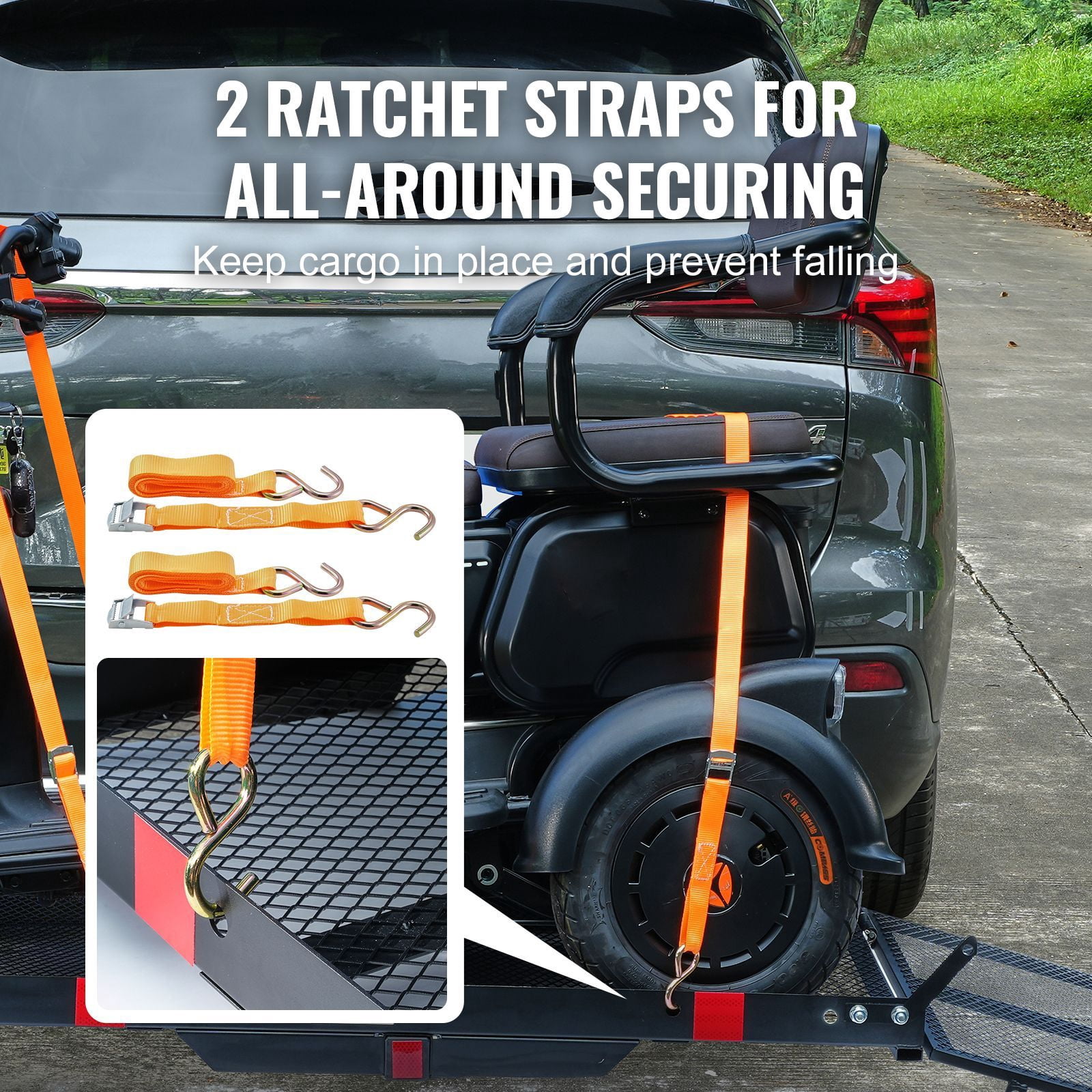 Hitch Mount Wheelchair Carrier 45.3x25.6in Platform, 2in Receiver Heavy Duty Mobility Scooter Rack, Universal for SUV Truck Van Vehicle Transport