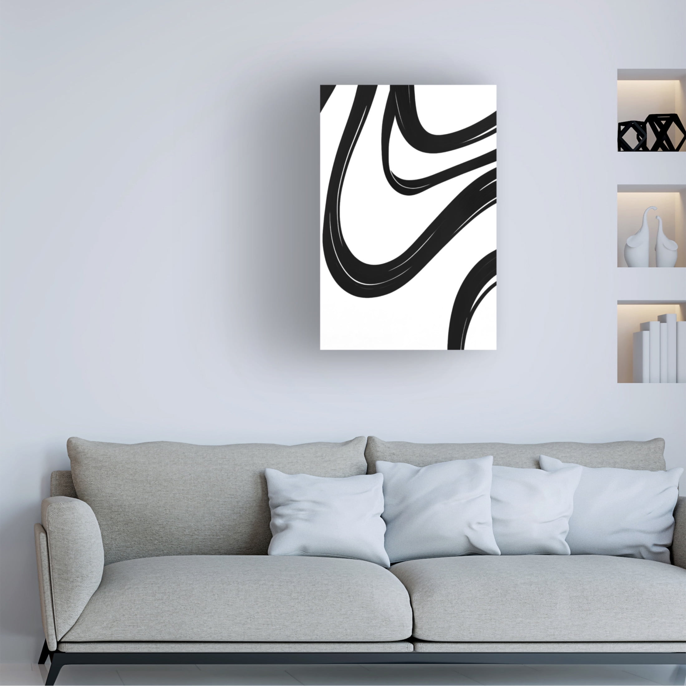 Canvas Wall Art - Ray Heere 'Black White Bold Strokes 18' Wall Art for Living Room, Bedroom, or Office Décor by Trademark Fine Art - 16 x 24 Inches