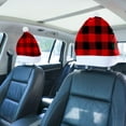 thumbnail image 4 of 2 piezas de decoración navideña para silla de coche, funda trasera para silla de tartán rojo y negro, funda para reposacabezas de coche, cojín para coche, 4 of 5