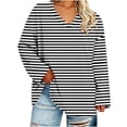 thumbnail image 3 of RongHuan Striped Shirt Womens Plus Size V Neck T-Shirt Loose Fit Long Sleeve Tops Casual Blouses Daily Wear, 3 of 7