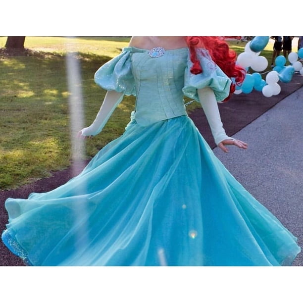 Disfraz de princesa Ariel verde hecho a medida para cosplay de fiesta de Halloween