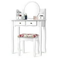 thumbnail image 1 of Costway Makeup Vanity Table Set W/Drawers Oval Mirror Girls Dressing Table for Kids Gift, 1 of 10