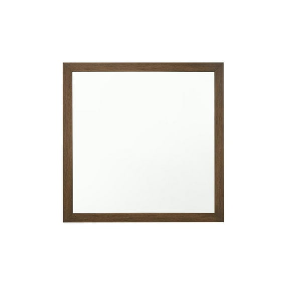 ACME Miquell Contemporary Wood Frame Bedroom Square Mirror in Oak