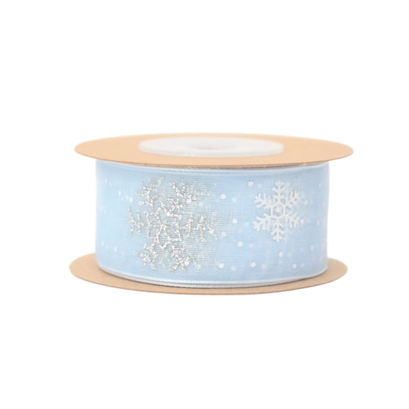 Printed Ribbon Christmas Snowflakes Christmas Decorating Home Decoration Snowflake Ribbon Christmas Tree Ribbon, Blue(2.5cm)