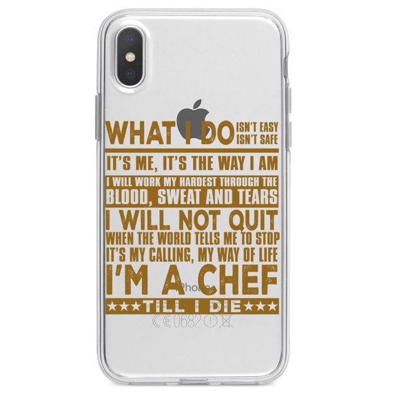 DistinctInk Clear Shockproof Hybrid Case for iPhone XR (6.1" Screen) - TPU Bumper Acrylic Back Tempered Glass Screen Protector - Chef - What I Do Isn't Easy