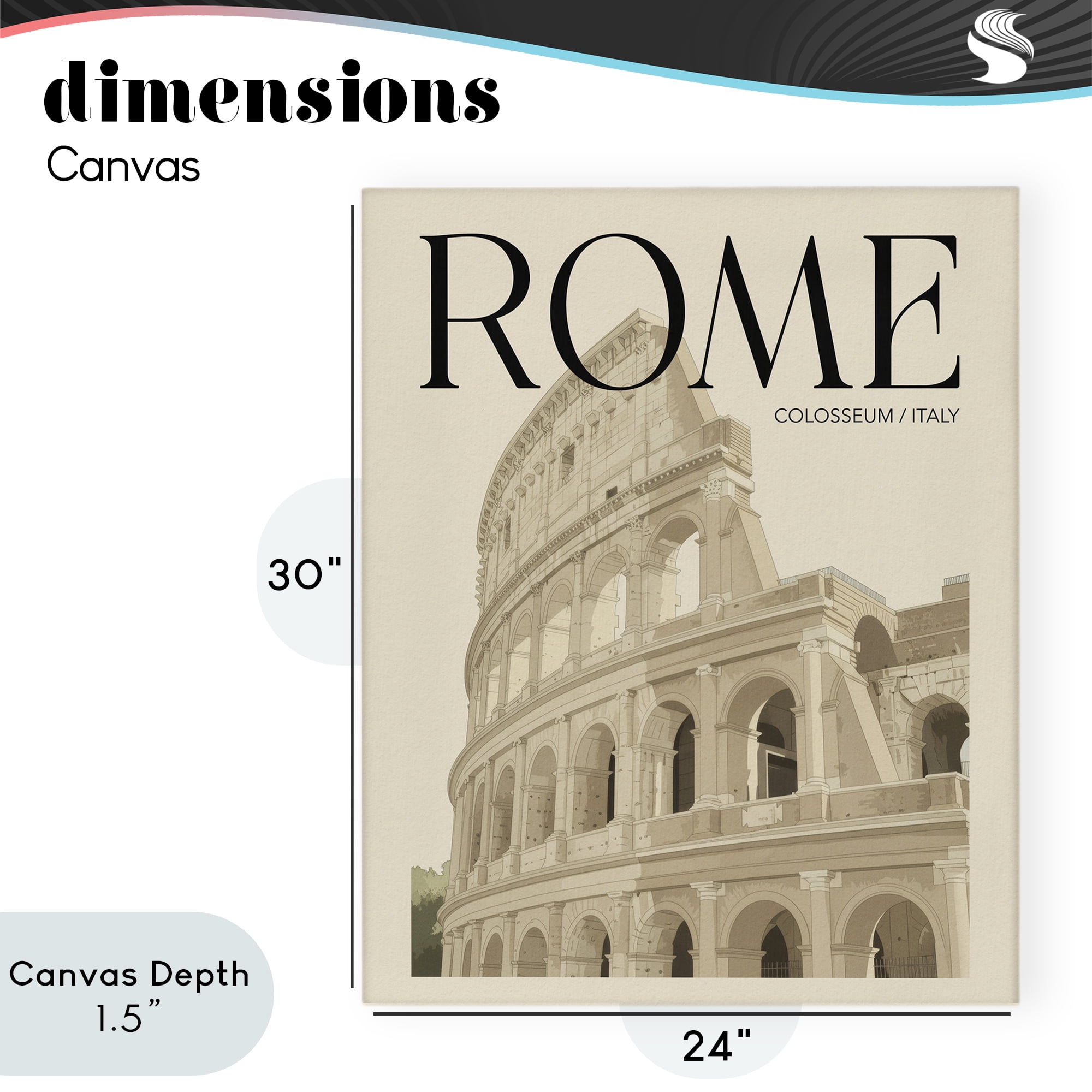 Stupell Industries Vintage Rome Colosseum Canvas Wall Art, design by Andreas Magnusson