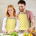 thumbnail image 5 of Yellow and White Checkered Pattern Apron-Garden Aprons for Women with Pockets-Cotton Linen Waterproof Kitchen Cooking Gardening Aprons Adjustable for Kitchen,Cooking,BBQ and Salon 33x27 Inch, 5 of 7