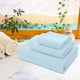 thumbnail image 5 of Tres juegos de toallas de baño de fibra, Toalla absorbente, Diseño de oso grabado, Toalla de playa, Azul, 5 of 6