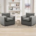 thumbnail image 4 of Mid-Century Modern Swivel Accent Chair – Upholstered Linen Armchair with 360° Rotation & Solid Metal Base, No Assembly Required, Grey, 4 of 7