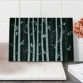 thumbnail image 2 of Black and White Cutting Board, Sketch Style Jungle with Long Tree Trunks and Birds Autumn Nature Doodle, Decorative Tempered Glass Cutting and Serving Board, Small Size, Black White, by Ambesonne, 2 of 5