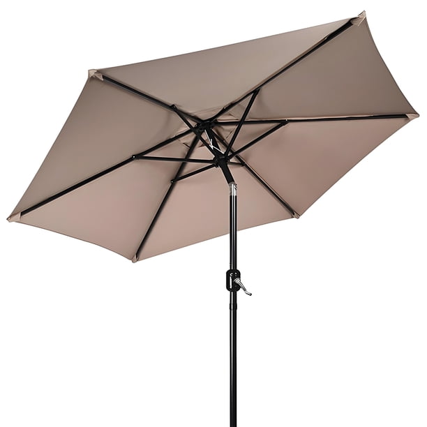 7.5FT Patio Umbrella with Tilt and Crank, 6 Ribs Centred Umbrellas ...