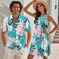 thumbnail image 2 of Jeiento Matching Hawaiian Outfits for Couples Womens Summer Dress Aloha Shirt Tropical Leaves Men Button Down Shirt Matching Dress and Shirt for Couples, 2 of 6