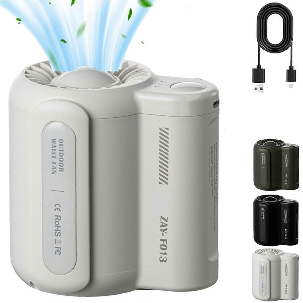 Wearable Cooling Clip-On Fan for Under Shirt Belt, Handsfree Portable Air Cooler 4500mAh USB Rechargeable Fan