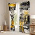 thumbnail image 3 of Manfei Grunge Ombre Kitchen Curtains, Black White Gold Black Out Curtains Pack of 2 (42x63 Each), 3 of 6