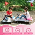 thumbnail image 4 of TOBBI 24V Ride on Drift Car for kids Electric Drifting Go-Kart with Music, LED Lights, Age 6-12 Child, up to 7.46 mph, White and Pink, 4 of 17