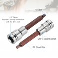 thumbnail image 4 of Uxcell 4Pcs Hex Bit Socket 1/2" Drive H6 S2 Acero Hexagonal Cabeza Larga Destornillador Brocas CR-V Adaptador de Socket para Hogar Auto Eje Tuercas y Pernos Reparación, 4 of 7