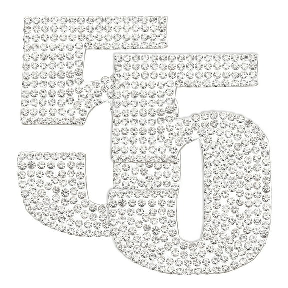 Uxcell 2Pcs Rhinestone Self Adhesive Number Stickers Medium Numbers Patches Embroidered Sew on Appliques for DIY Crafts Clothing Decorations, White 5