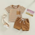 thumbnail image 2 of Baby Boy Summer Clothes Short Sleeve T-Shirt Shorts Set Infant Boy Stripe Casual Outfit 6 12 18 24 Months, 2 of 4