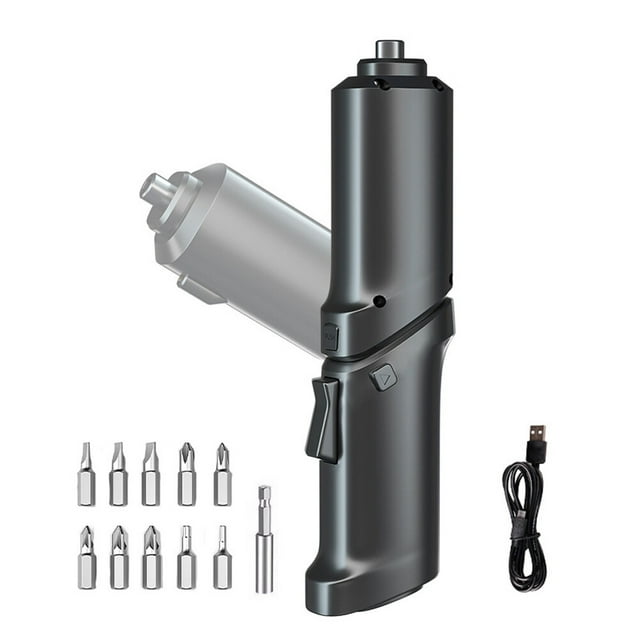 yeacher 3,5 N/m 12 Pcs Ensemble de Embouts de Tournevis Électriques Portables USB Rechargeable Pliable Tournevis Électrique Têtes Droites Courbées Réglable avec Lampe de Poche LED pour Entretien Domestique Porte d'Armoire