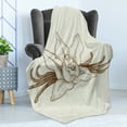 thumbnail image 4 of Vanilla Soft Flannel Fleece Throw Blanket, Vintage Nostalgic Drawing of Aromatic Exotic Flavor Flower Print, Cozy Plush for Indoor and Outdoor Use, 60" x 80", Ivory and Umber, by Ambesonne, 4 of 5