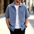 thumbnail image 2 of hoksml Men's Plaid Short Sleeve Button Down Shirts, Loose Fit Breathable Casual Shirt with Chest Pocket for Beach Daily Vacation, 2 of 6