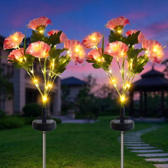 Rirool Solar LED Flower Garden Stake Lights, Outdoor Waterproof Decorative Lights for Yard Lawn Pathway Patio, Auto On/Off