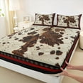 thumbnail image 3 of Feelyou Brown Cow Print Queen Sheet Sets for Men, Rustic Farmhouse Flat Sheet, Vintage Fashion Style Queen Fitted Sheet, Super Cozy Room Decor, 4pcs, 3 of 7