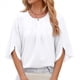thumbnail image 2 of Blusa Informal de para Mujer, con Mangas 1/2 con Volantes, Cuello Redondo, Corte Holgado, Color , Talla L, 2 of 10