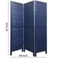 thumbnail image 6 of 3 Panel Foldable Wooden Shutter Screen with Straight Legs, Blue- Saltoro Sherpi, 6 of 6