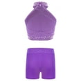 thumbnail image 2 of CHICTRY Kids Girls Dance Outfits Crop Top with Athletic Shorts Set for Gymnastics Yoga Tracksuit Purple 14, 2 of 7