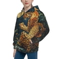 thumbnail image 2 of Haiem Leopard Reading Tarot Cards Pattern Boys Hoodie, Youth Pullover Hooded Sweatshirt, Kangaroo Pocket Hoodie for Kids Girls -Large, 2 of 6
