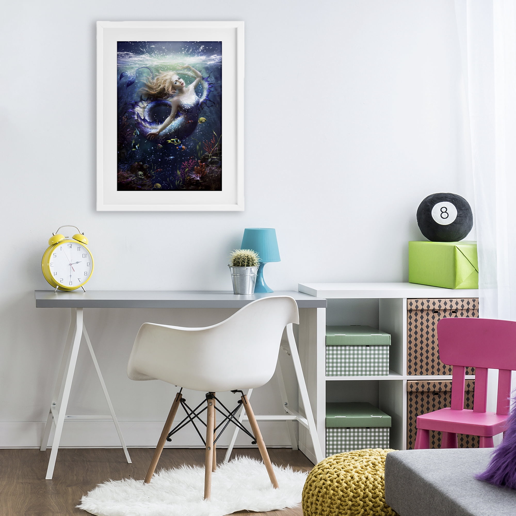 Stupell Industries Deep Sea Mermaid White Framed Print Under Glass, design by Melanie Delon