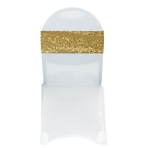 Your Chair Covers - 10 Pack Stretch Spandex Glitz Sequin Bands Gold