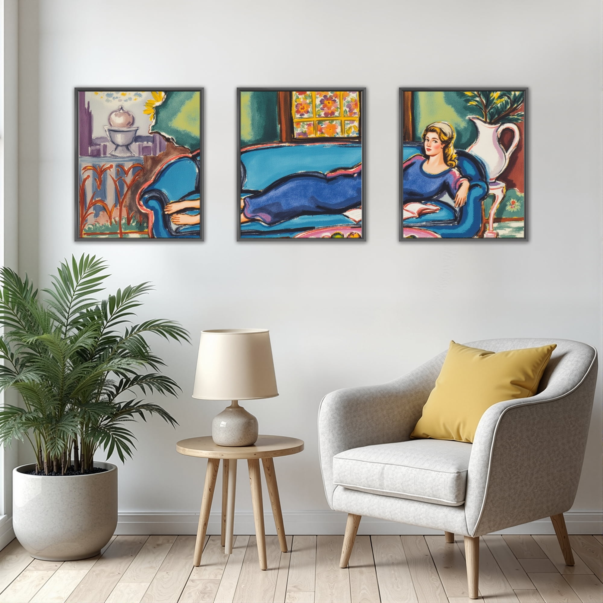 MAYEERTY Modern Abstract Wall Art Painting, Living Room Decor, Black Aluminum Alloy Frame, 15.7"x11.8"