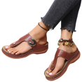 thumbnail image 2 of Xinyolin 1 Pair T-Strap Round Toe Slip-on Slope Heel Women Slippers Platform Arch Support Sandals for Daily Life, 2 of 8