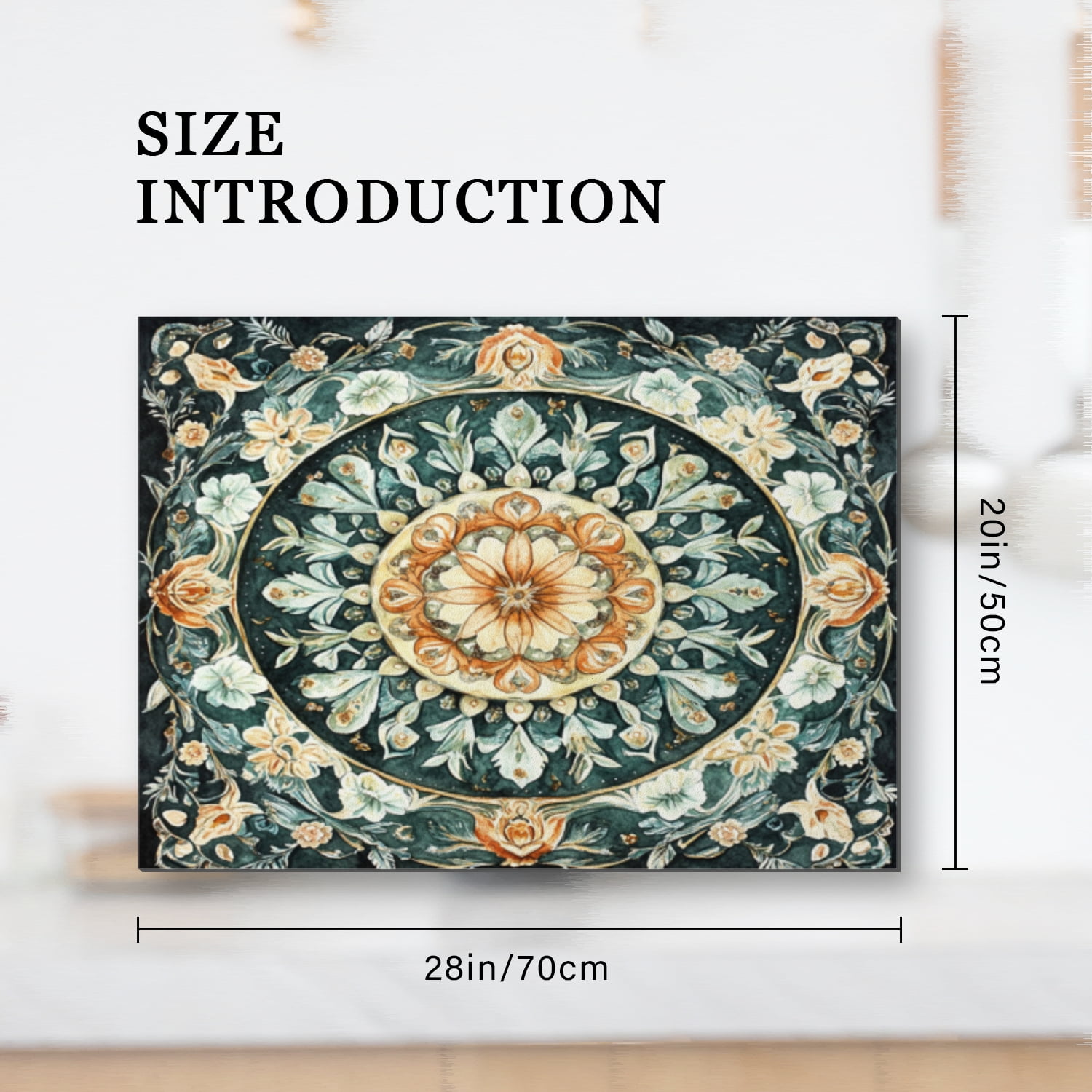 Square Cooktop Covers for Electric Flat Stovetop, Vintage Boho Mandala Non-slip Glass Top Stove Cover Protector, Multipurpose Kitchen Decor Mat for Kitchen RV (28×20 Inch)