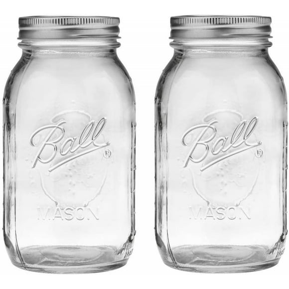 Bola De Boca Regular 32 Onzas Mason Jar con Tapas y Bandas ( Ball Ball
