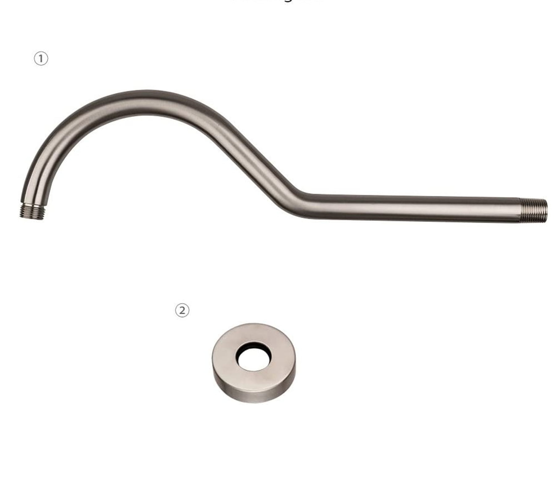 S Shape Reach Gooseneck Extension Shower Arm with Flange, Perfect For