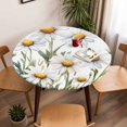 thumbnail image 5 of Spring Art Elastic Fitted Round Table Cover Daisy Pastoral Waterproof Outdoor Tablecloth for Holiday Party, Picnic, Patio & Dining Fits Tables Up to 55"-60", 5 of 8