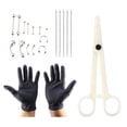 thumbnail image 3 of Juego de 20 piercings para lengua, nariz, ombligo, piercings, pinzas, guantes, agujas, kit de herramientas, 3 of 14
