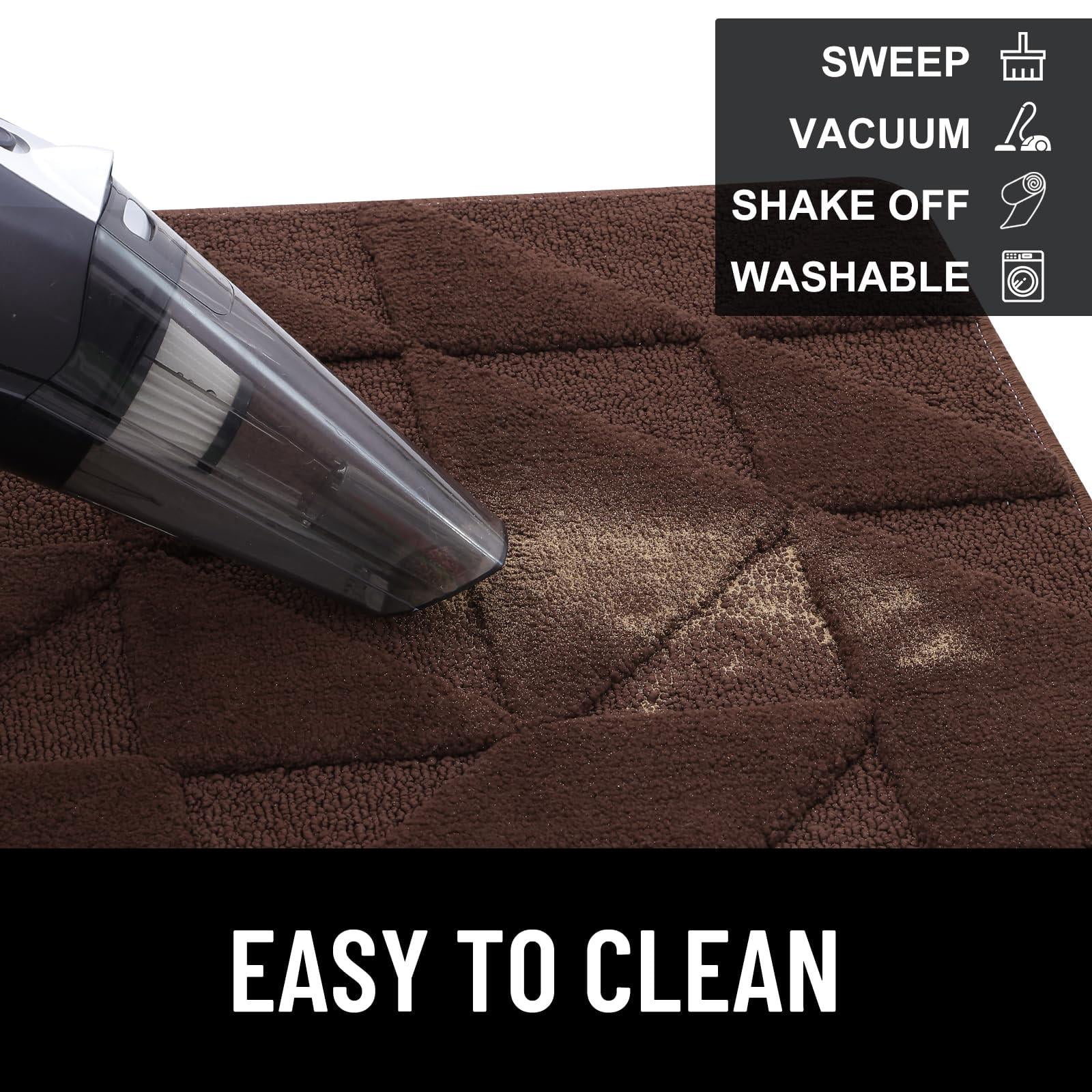 Buganda Indoor Doormats, Absorbent Trapper Dirt Door Mats, Non Slip Low Profile Inside Doormats for Entryway, 24x36, Dark Brown