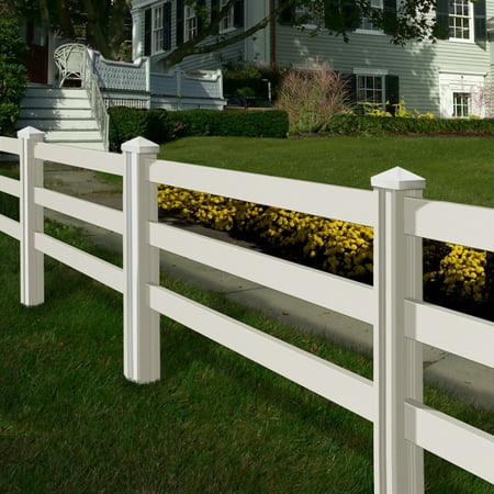 - Wam Bam Premium Ranch Rail Vinyl Fence Panels with Posts and Caps - 4 ft.