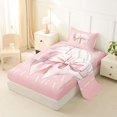 thumbnail image 2 of spefrowx Cute Volleyball Sports Twin Sheets for Kids Girls, Pink Cartoon Bow Bedding, 3pcs, 1 Flat Sheet, 1 Fitted Sheet and 1 Pillowcase, 2 of 6