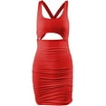 thumbnail image 3 of HLSOHJP Women's Cut Out Front Cocktail Dresses Sleeveless Crisscross Tie Back Bandage Bodycon Pleated Mini Cami Dress, 3 of 6