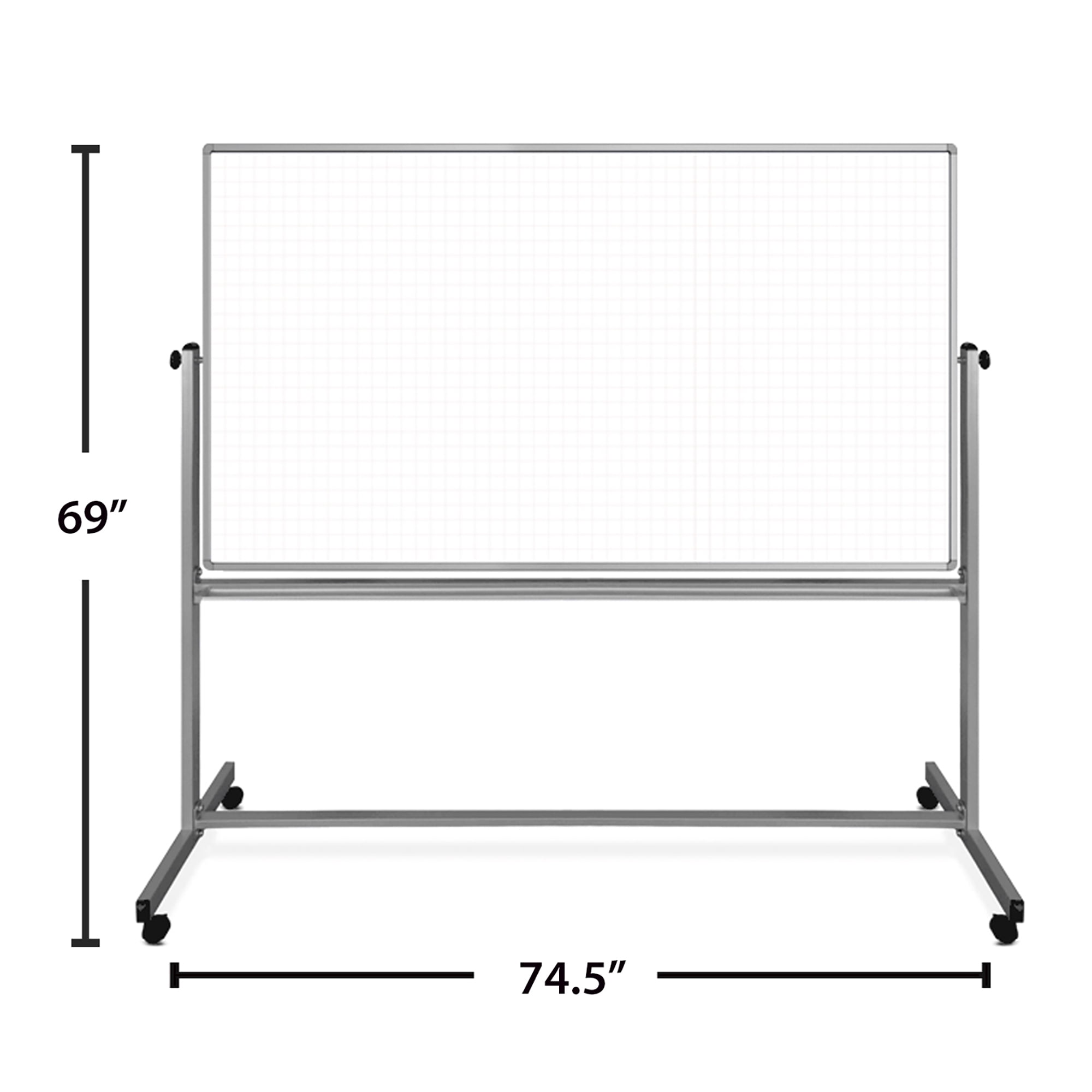 Luxor 72 x 40 Mobile Magnetic Double Sided Ghost Grid Whiteboard White Walmart