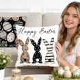 thumbnail image 6 of Easter Pillow Covers Set of 4, He is Risen Bunny Floral Eggs Farmhouse Decorations Spring Holiday Decor Throw Cushion Case for Home Couch - (19.69" x 19.69")_B, 6 of 6