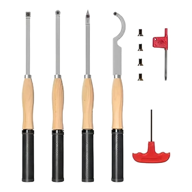 Torneado en torno de madera,Herramienta profesional de torneado para torno de madera de alta resistencia.,Herramienta de torno de carburo para torneado de madera,corte de madera,Kit de