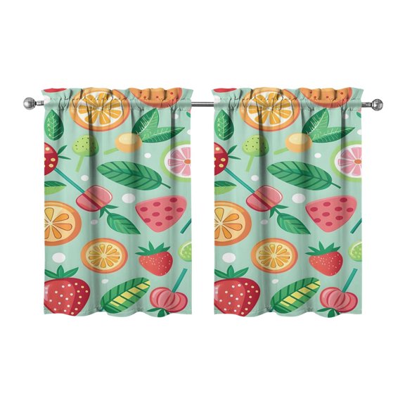 Vintage Fruit Tier Kitchen Curtains for Bathroom Living Rod Pocket Window Drapes 28"x36" 2 Panels Window Treatment Tiers