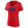 thumbnail image 2 of Women's Red Kansas Jayhawks Arch V-Neck T-Shirt, 2 of 3