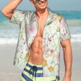thumbnail image 7 of Sikiie bird and butterfly Print Men's Hawaiian Shirt, Summer Beach Button Pocket Short Sleeve T-Shirt,Small, 7 of 7